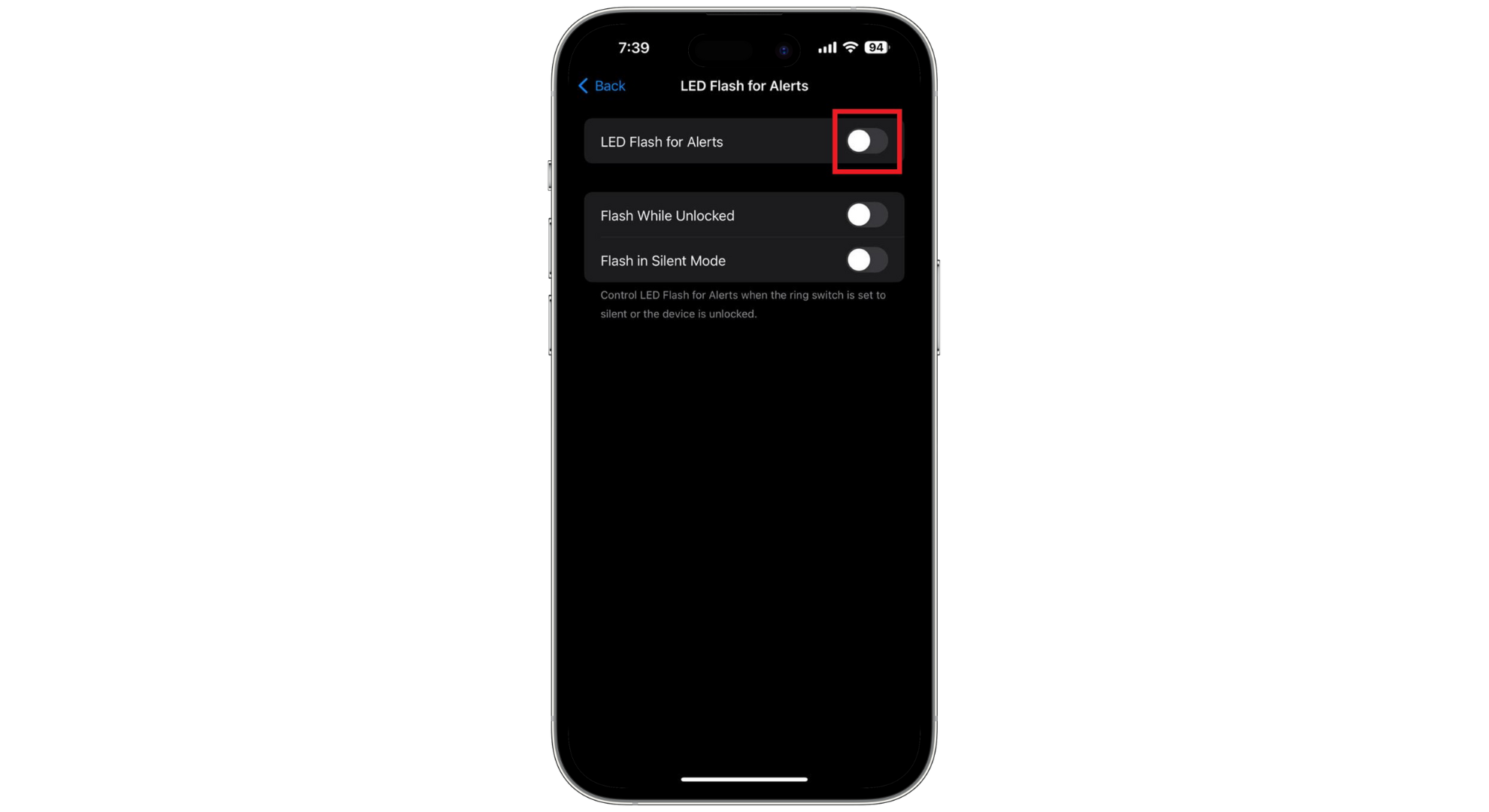 Tap on the toggle to turn it off