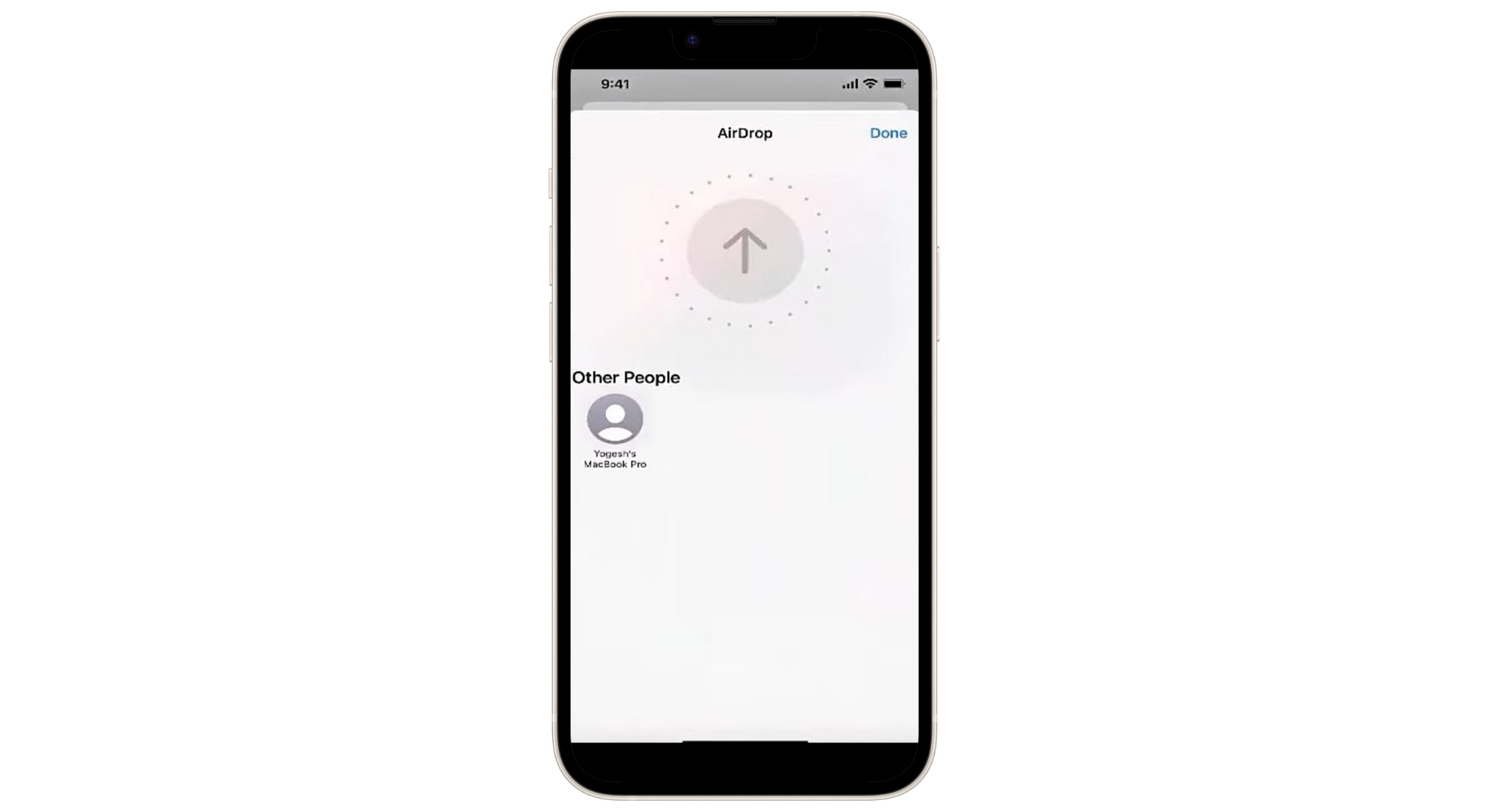Choose your Mac from the AirDrop section