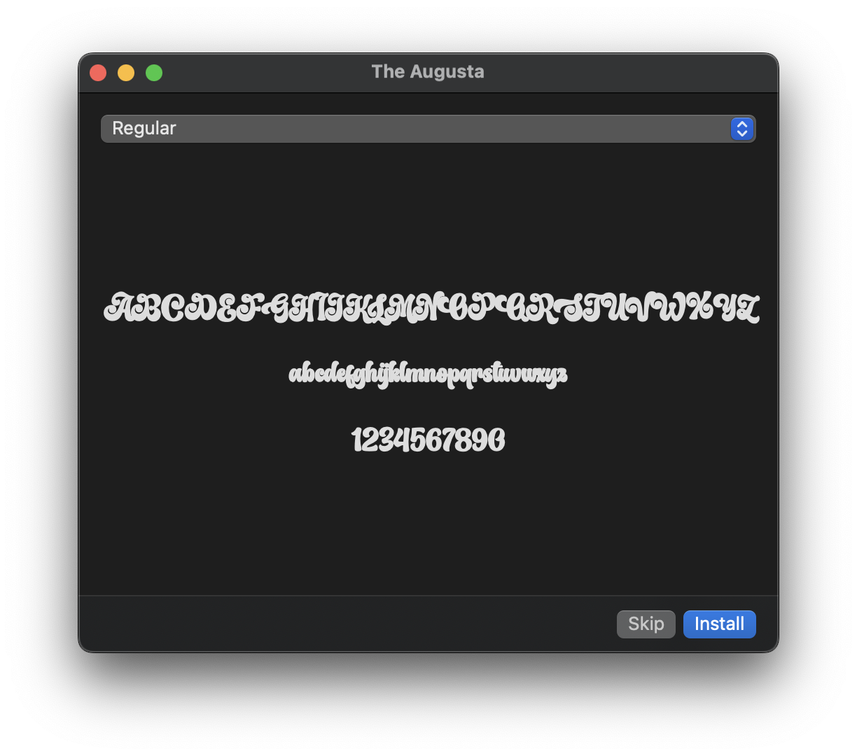 4. Click on the Install option to install the font