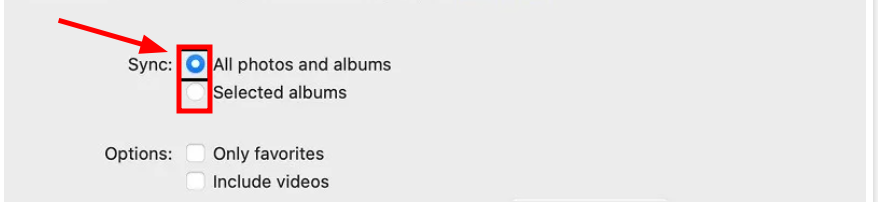 Choose the desired option