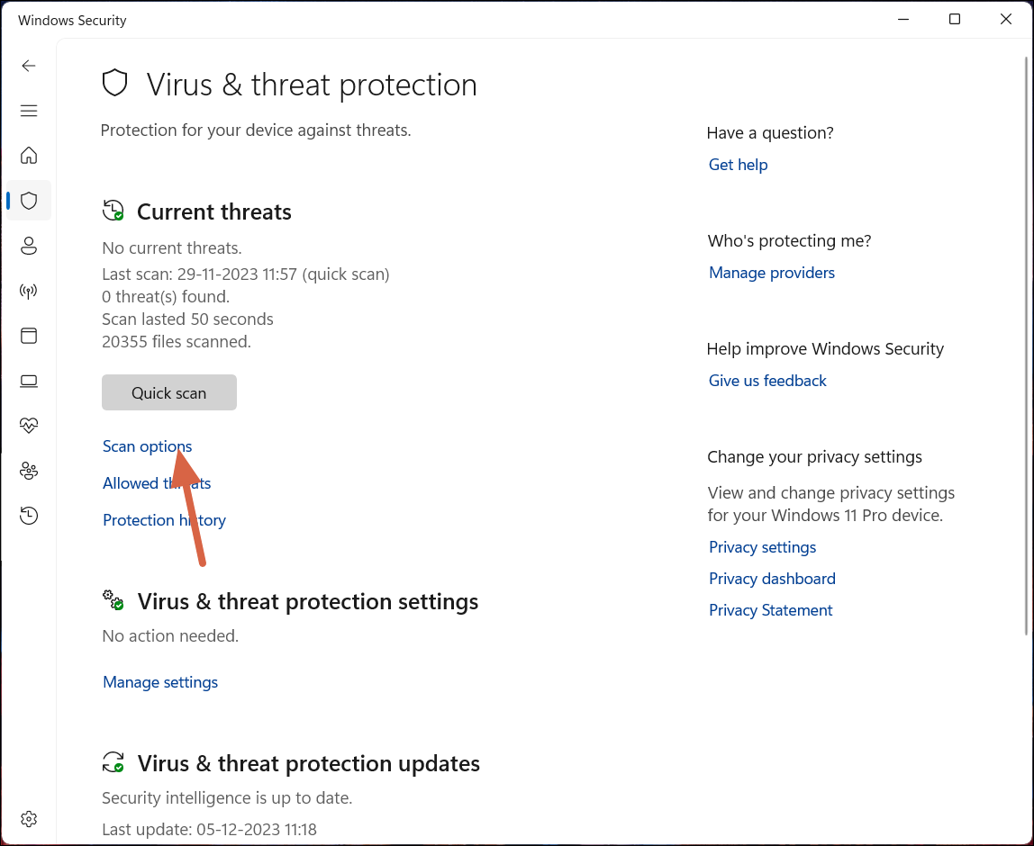 Scan Options Windows Security