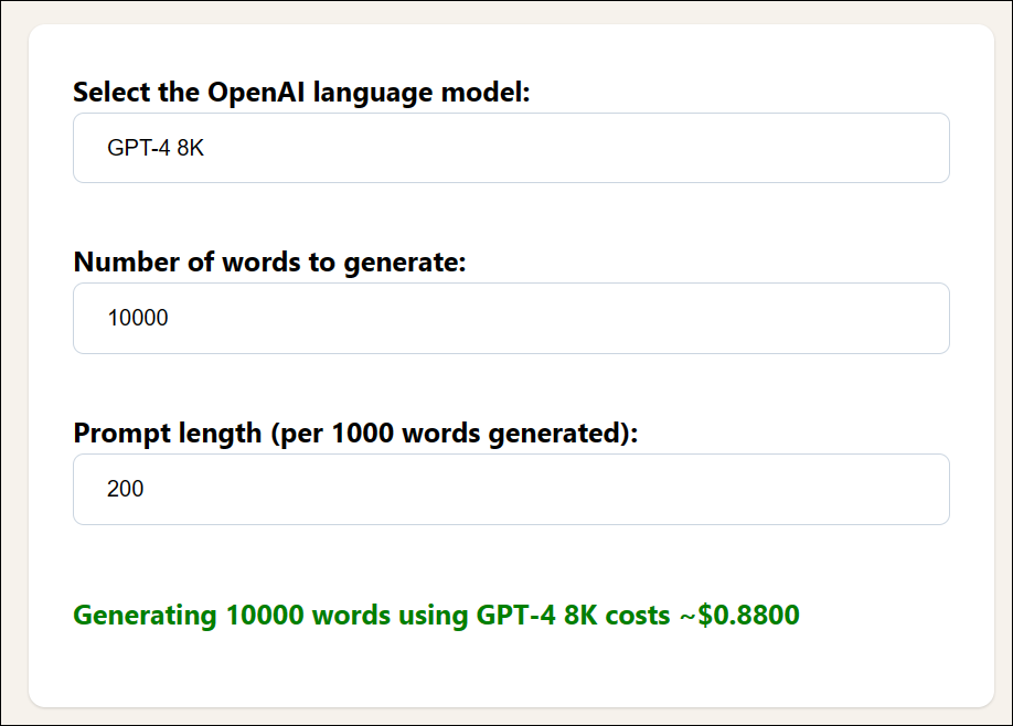 Unofficial OpenAI Pricing Calculator