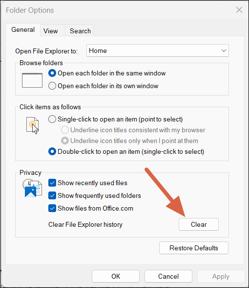 Clear File Explorer History Windows