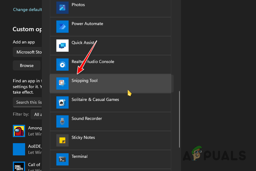 Adding Snipping Tool