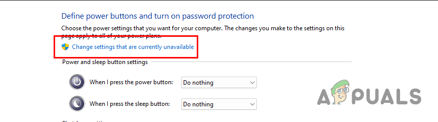 Change settings that are currently unavailable option