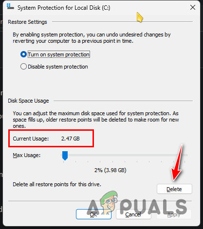 Deleting System Restore Point