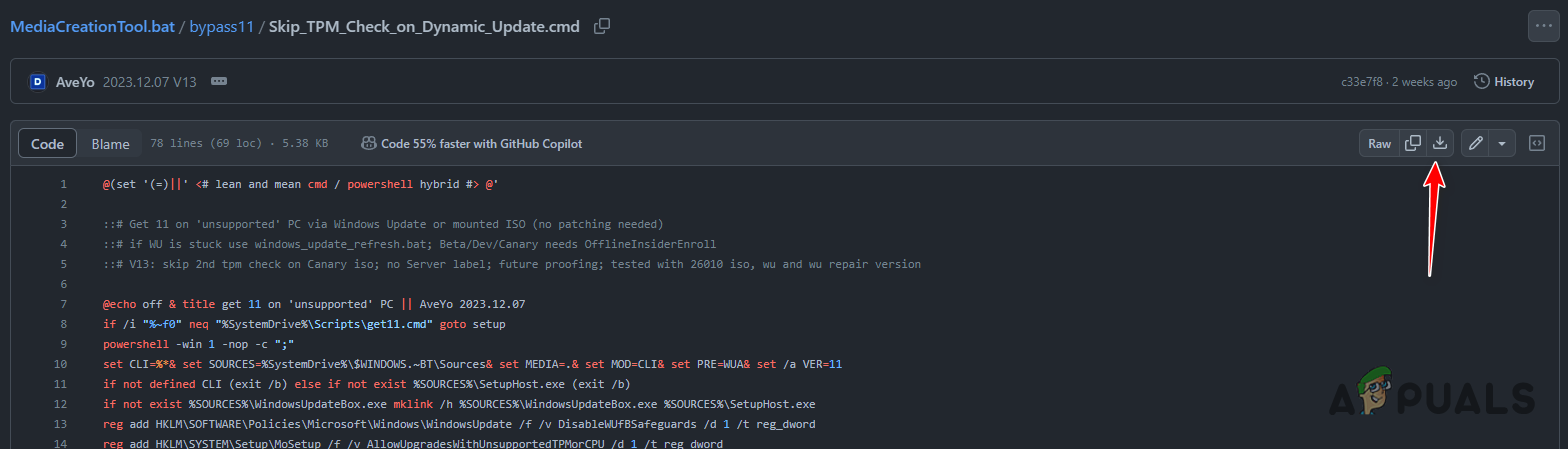 Downloading Script from GitHub