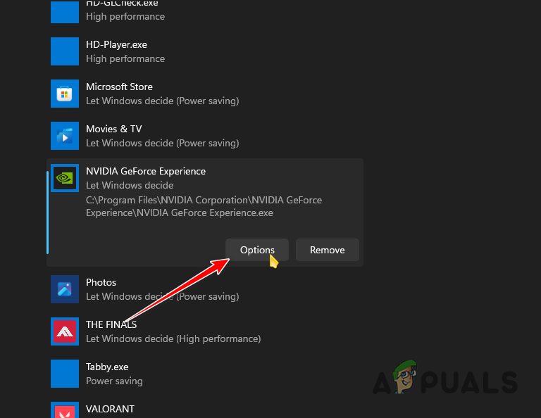 Opening GeForce Experience Graphics Options