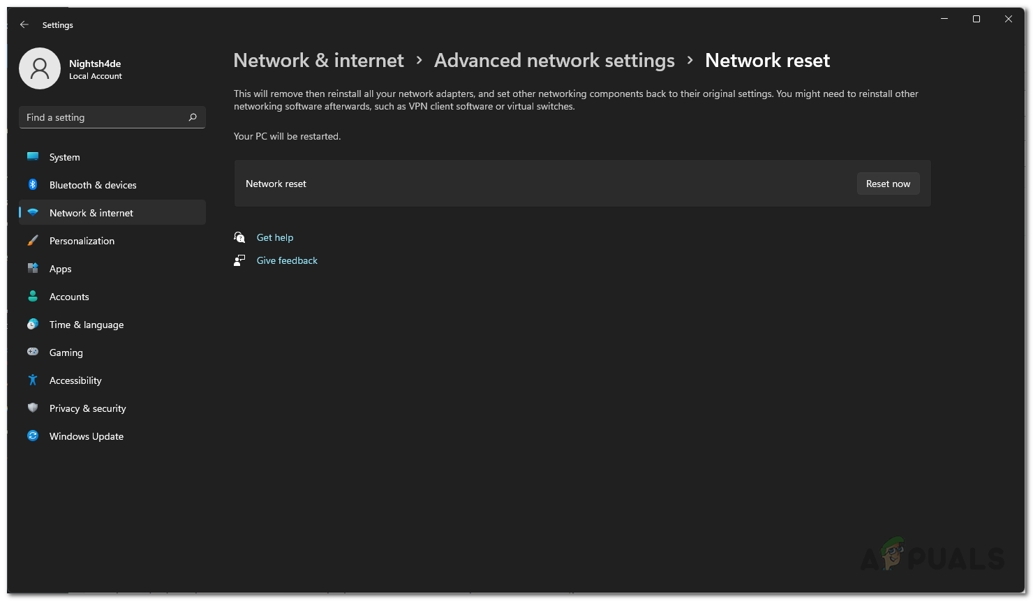 Resetting Network Settings