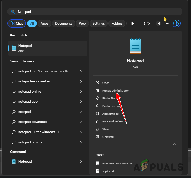 Opening Notepad as Admin