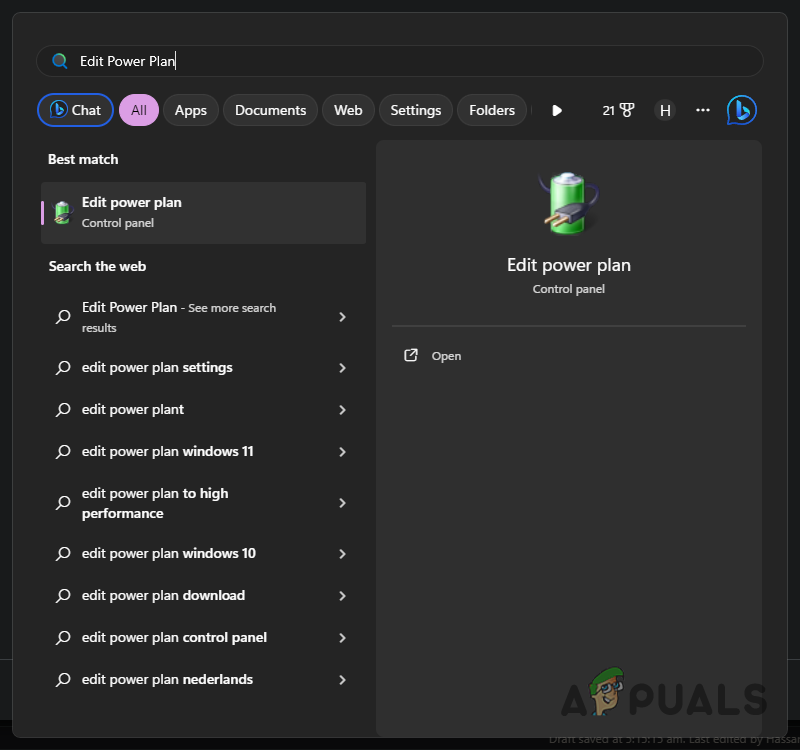 Opening Power Plan Options