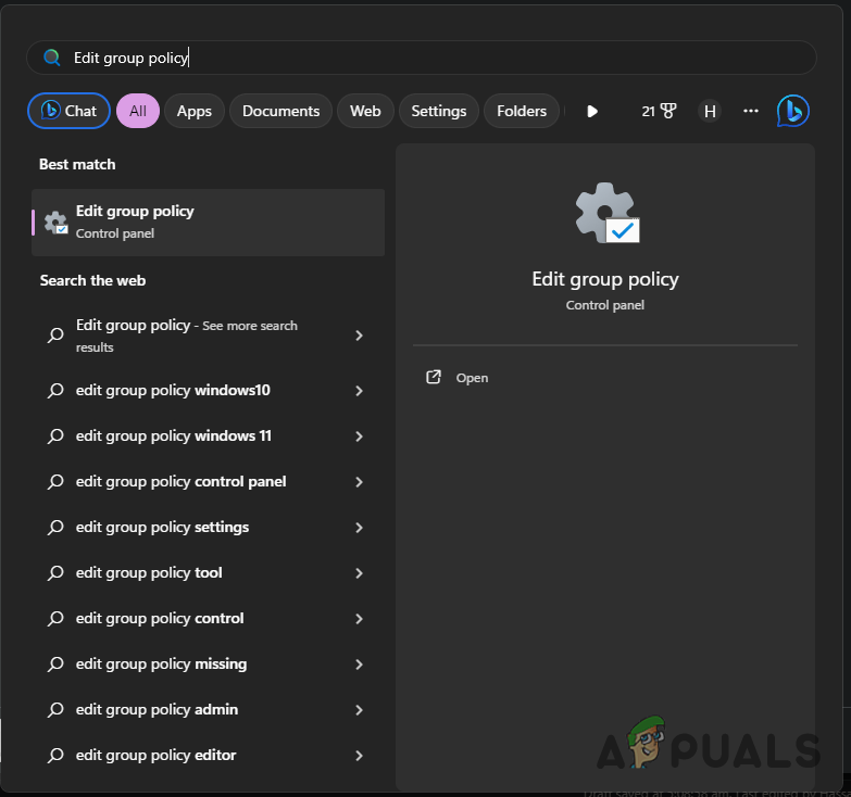 Opening Local Group Policy Editor