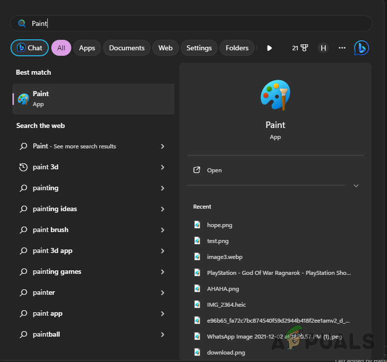 Opening Microsoft Paint