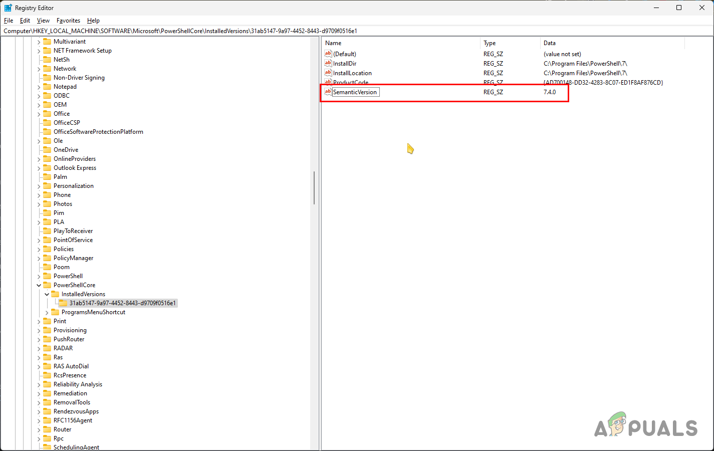 PowerShell 7 Version in Registry