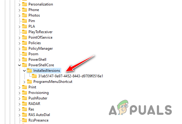 Clicking the PowerShell 7 UUID