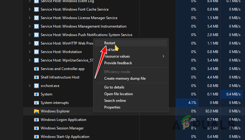 Restarting Windows Explorer Process