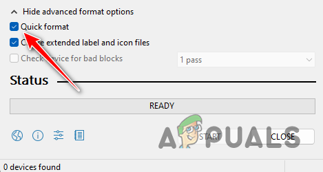 Selecting Quick Format