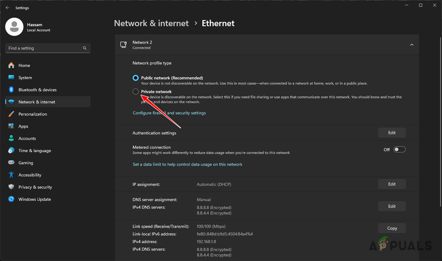 Changing Network Profile Type
