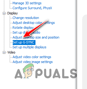 Navigating to Set up G-SYNC