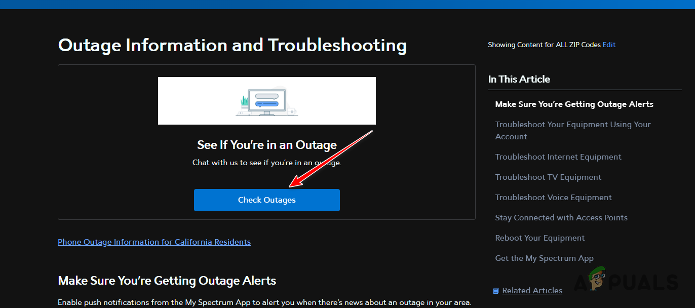 Checking Spectrum Network Outage