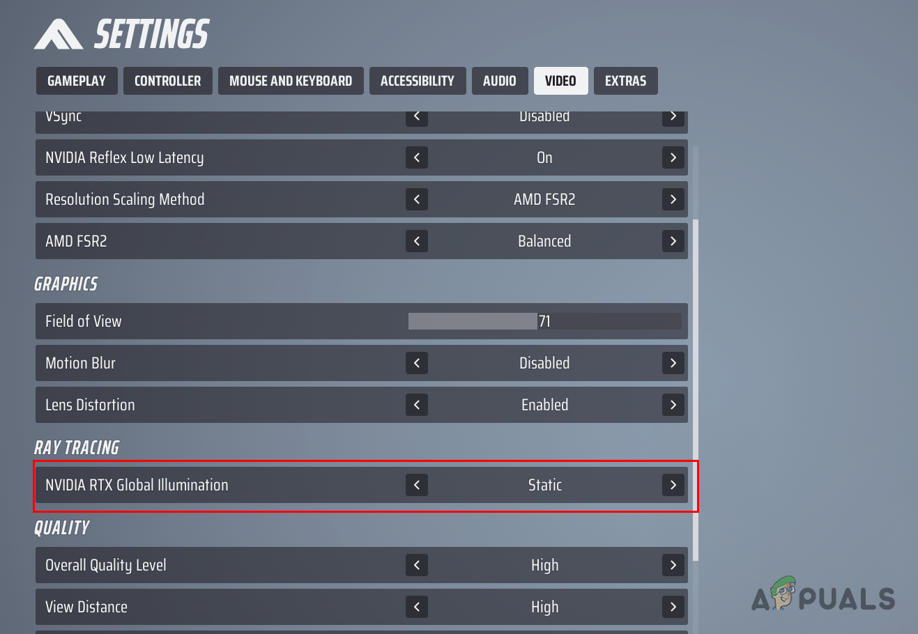 Disabling Ray Tracing