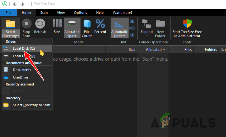 Scanning C Drive with TreeSize