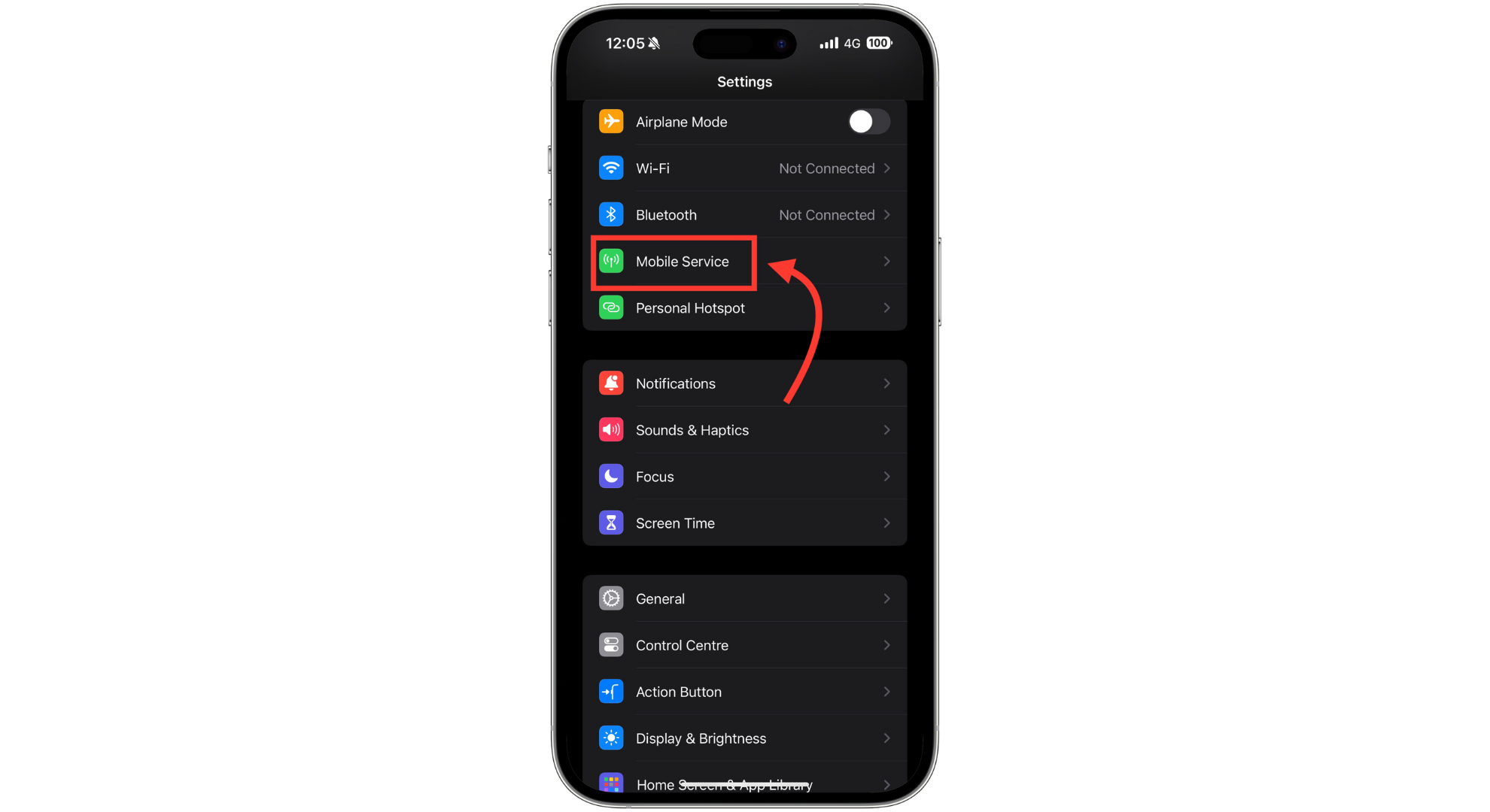 tap "Mobile Services