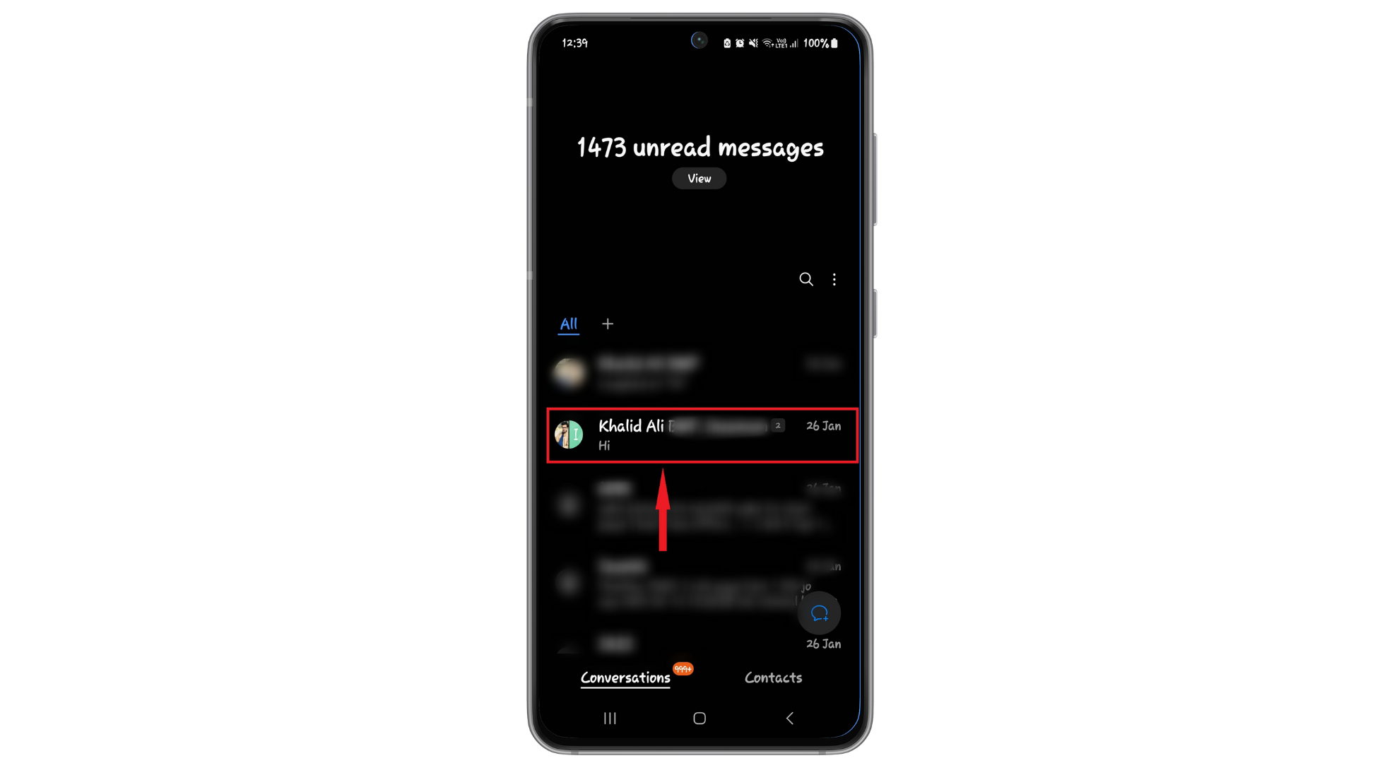 Tap and hold the chat