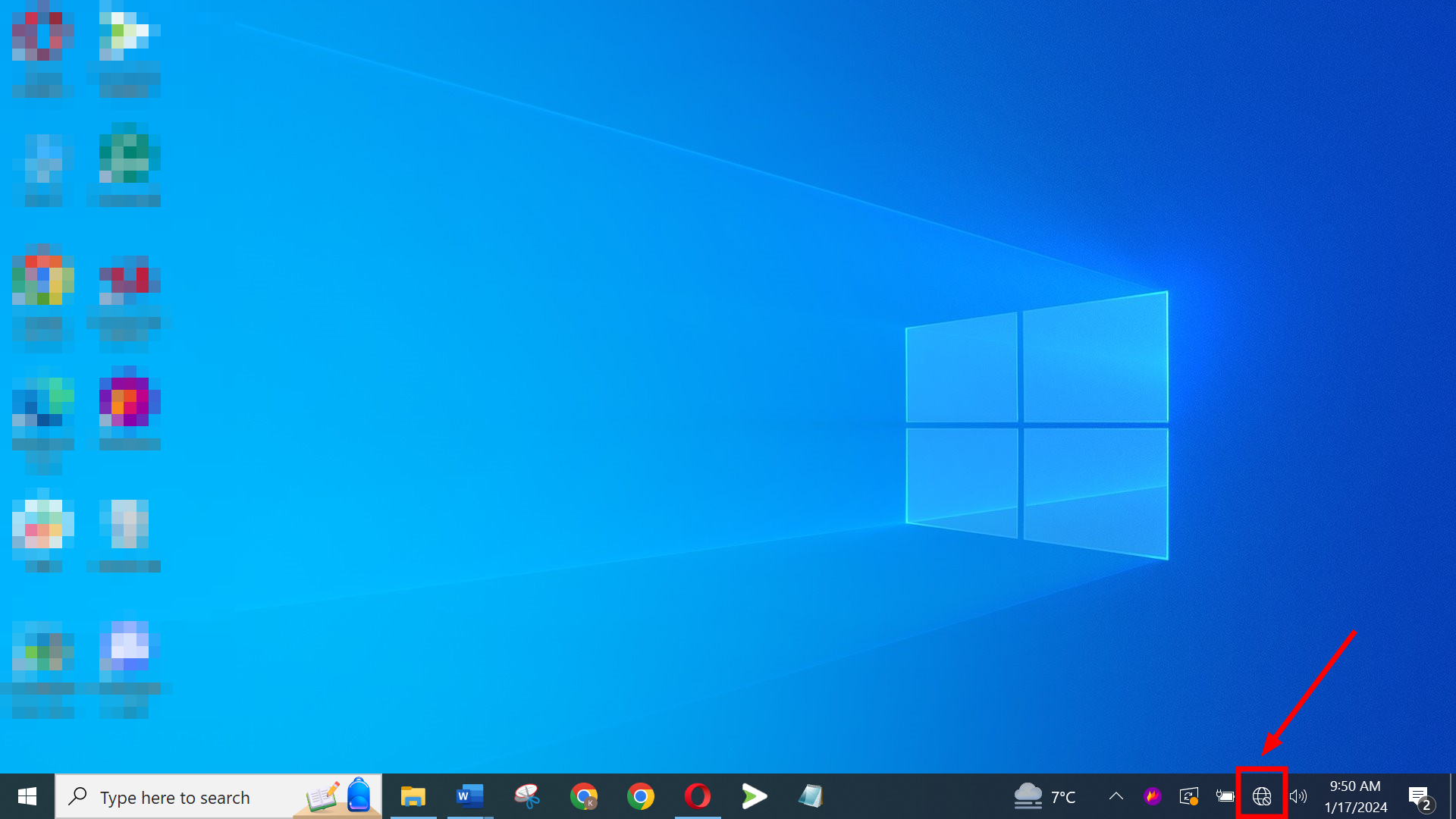 Click on the internet symbol in your taskbar