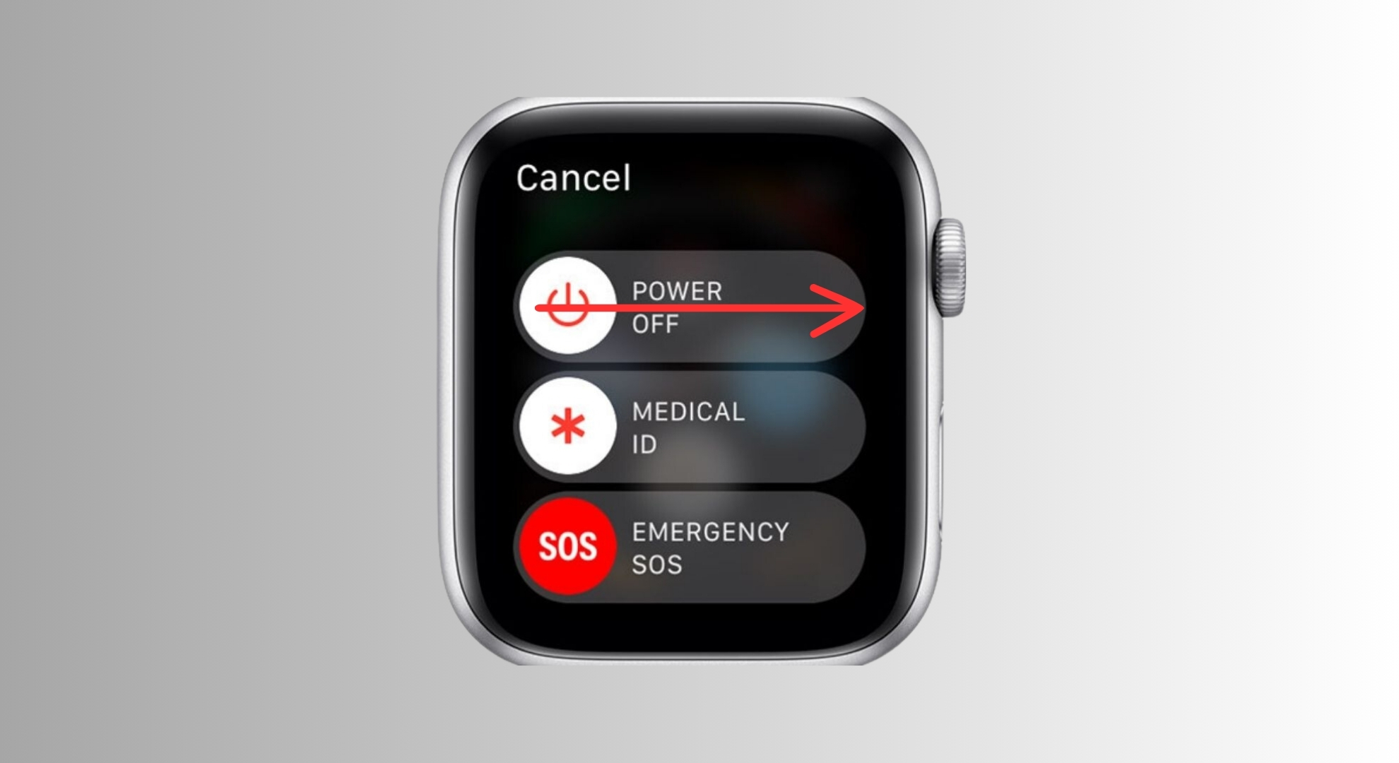 Slide the power off slider