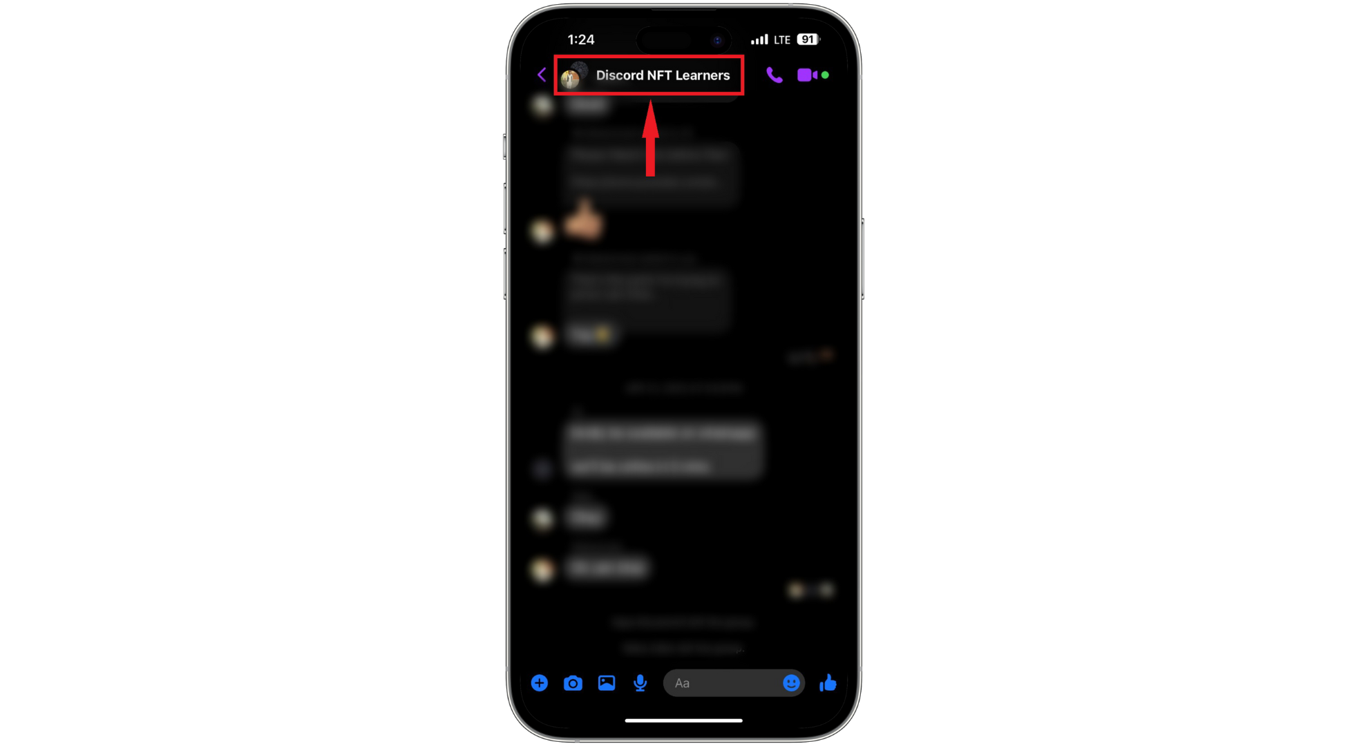 Tap at the top of the screen