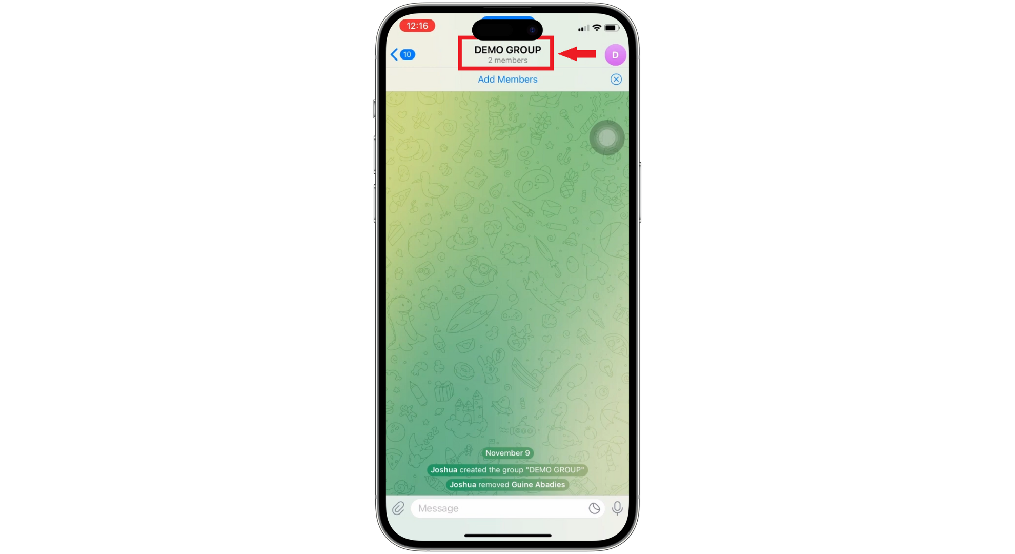 Tap on the Group Name