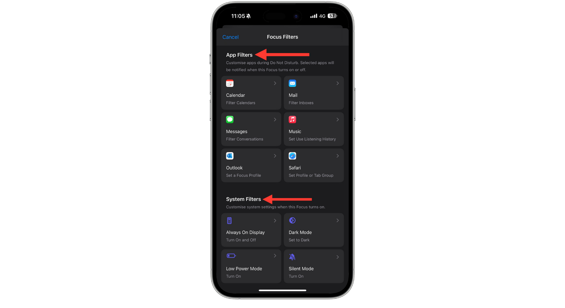 App Filters and System Filters