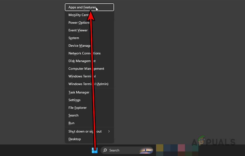 Open Apps & Features on Windows 11