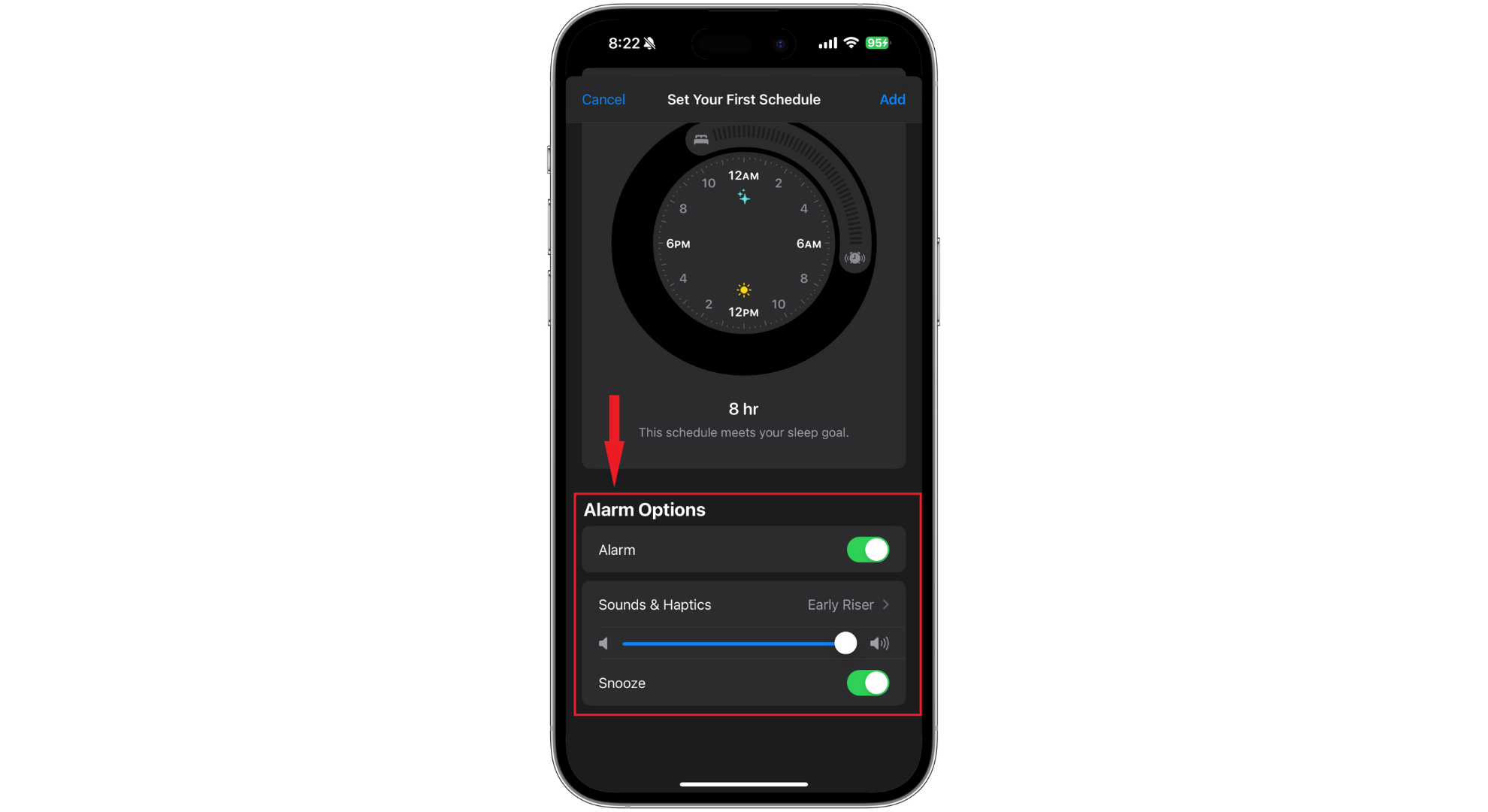 Set the alarm options