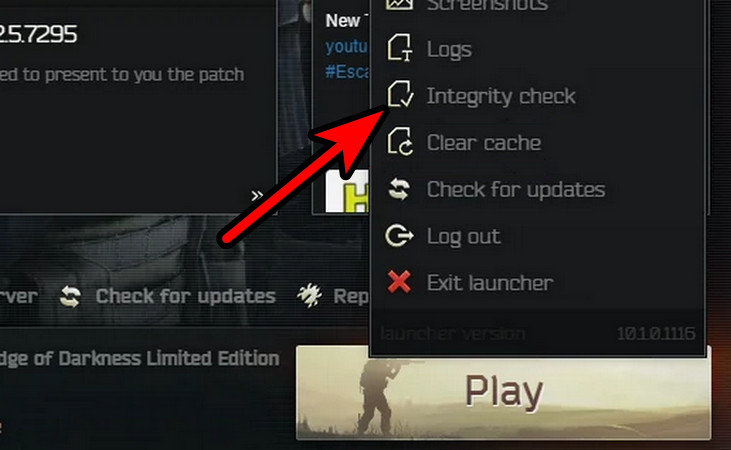 Perform the Integrity Check of Escape from Tarkov