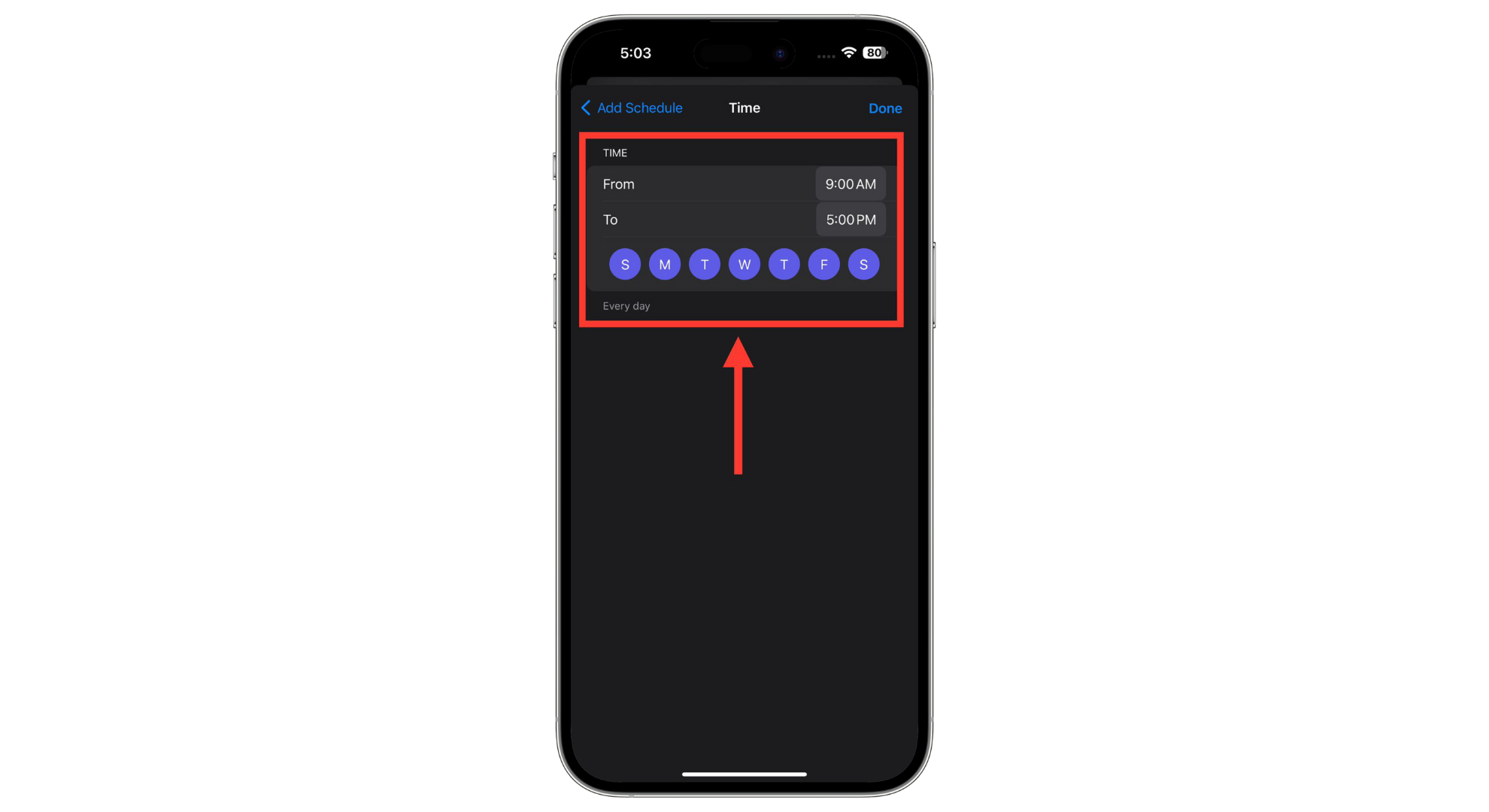 Set the time duration