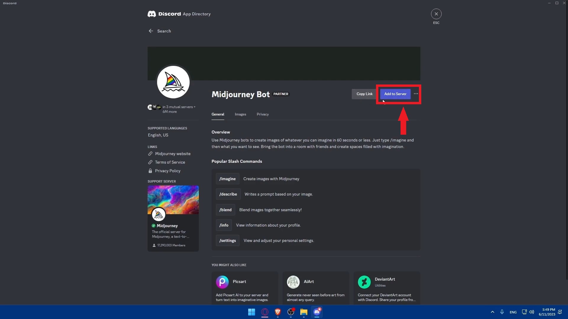 Click on Add to Server