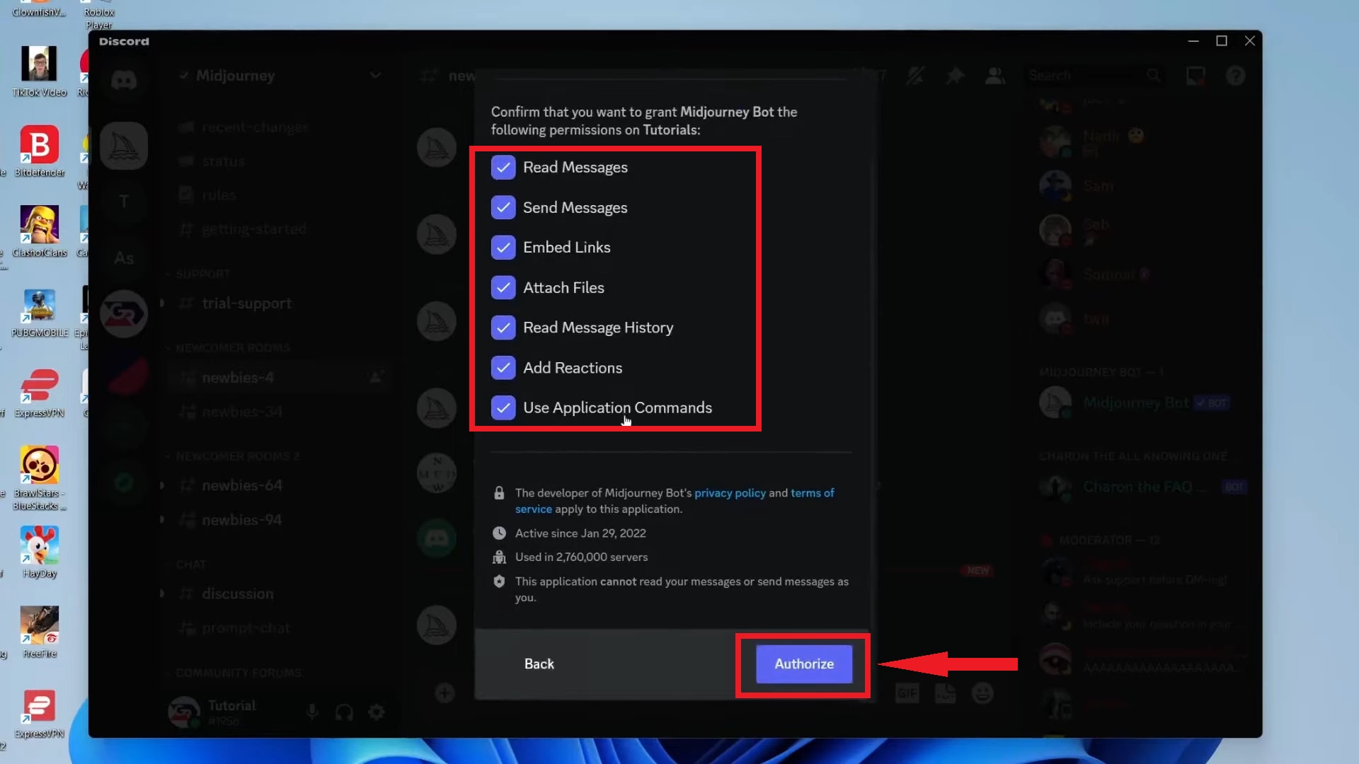 Give all the permission and hit the Authorize option