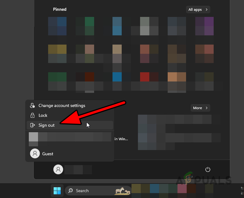 Sign Out of the User Account on Windows