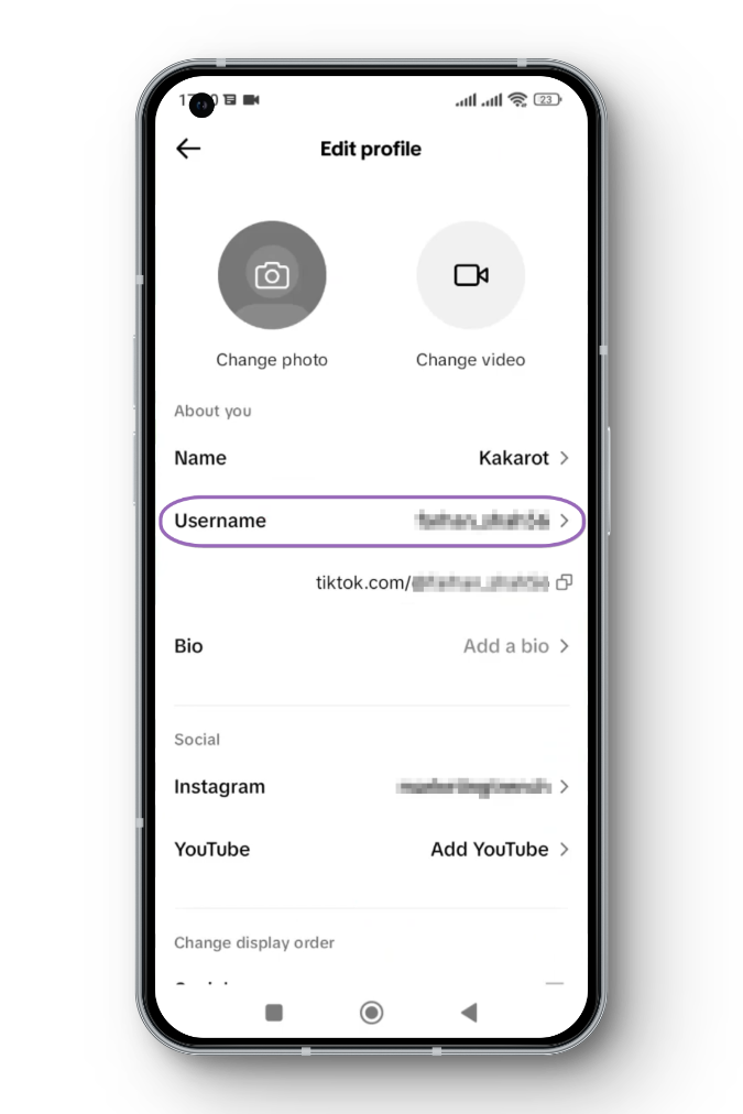 Edit Username on TikTok