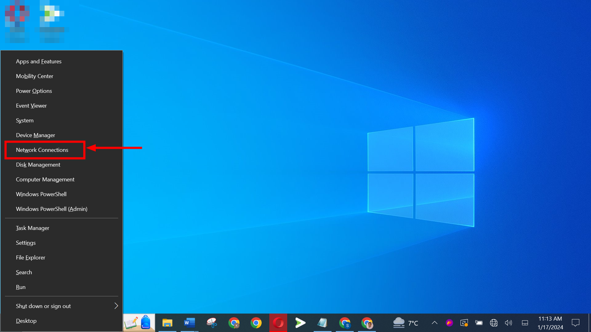 Choose Network Connections
