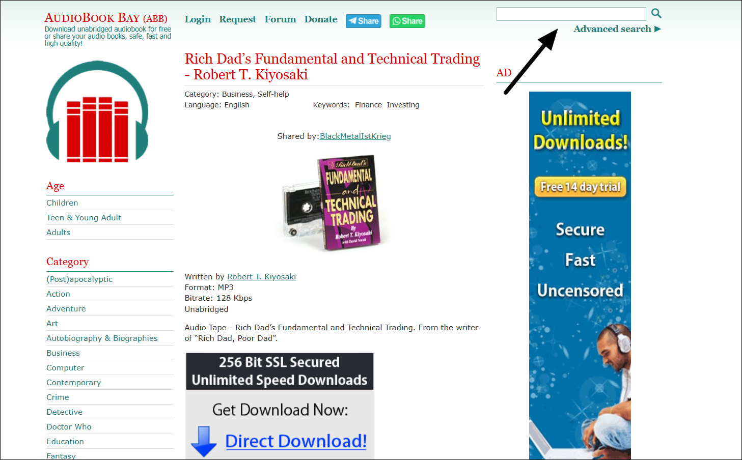 Search on Audiobook Bay