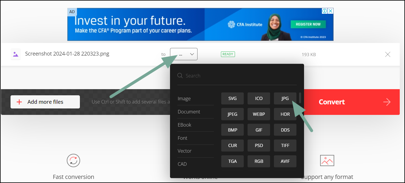 Choose Desired File Format