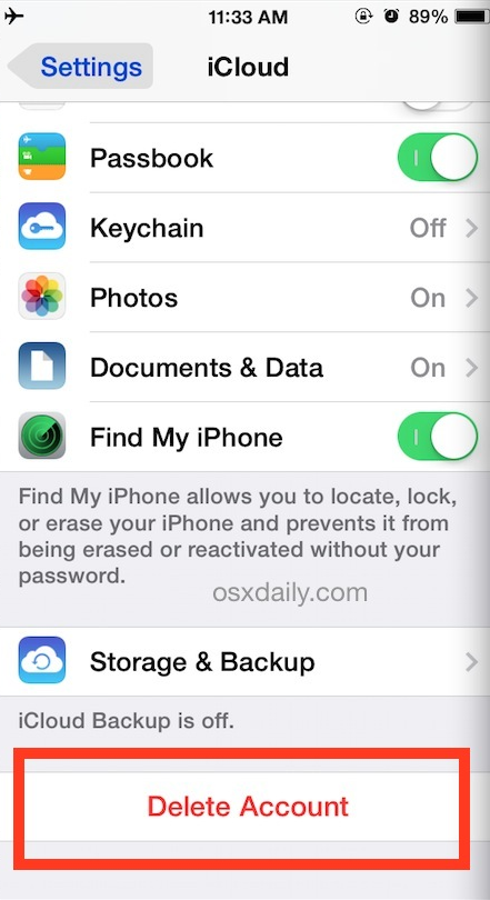 Delete Account iPhone