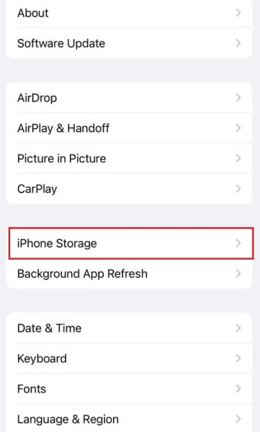 iphone storage