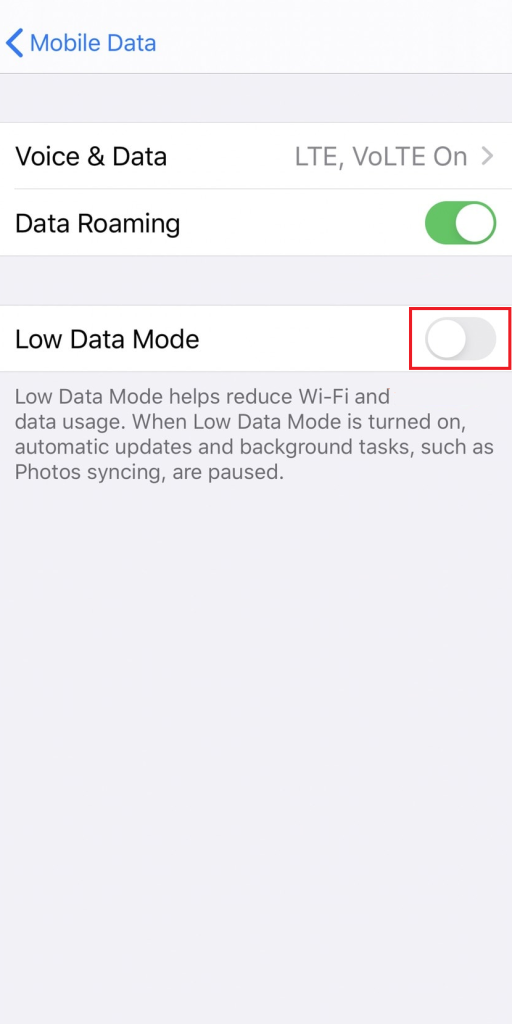 Low Data Mode