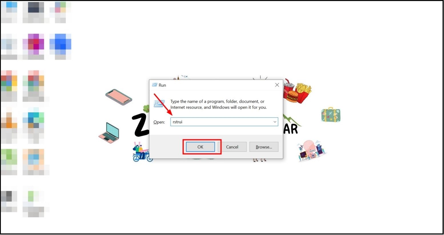 Type in "rstrui" and click OK 