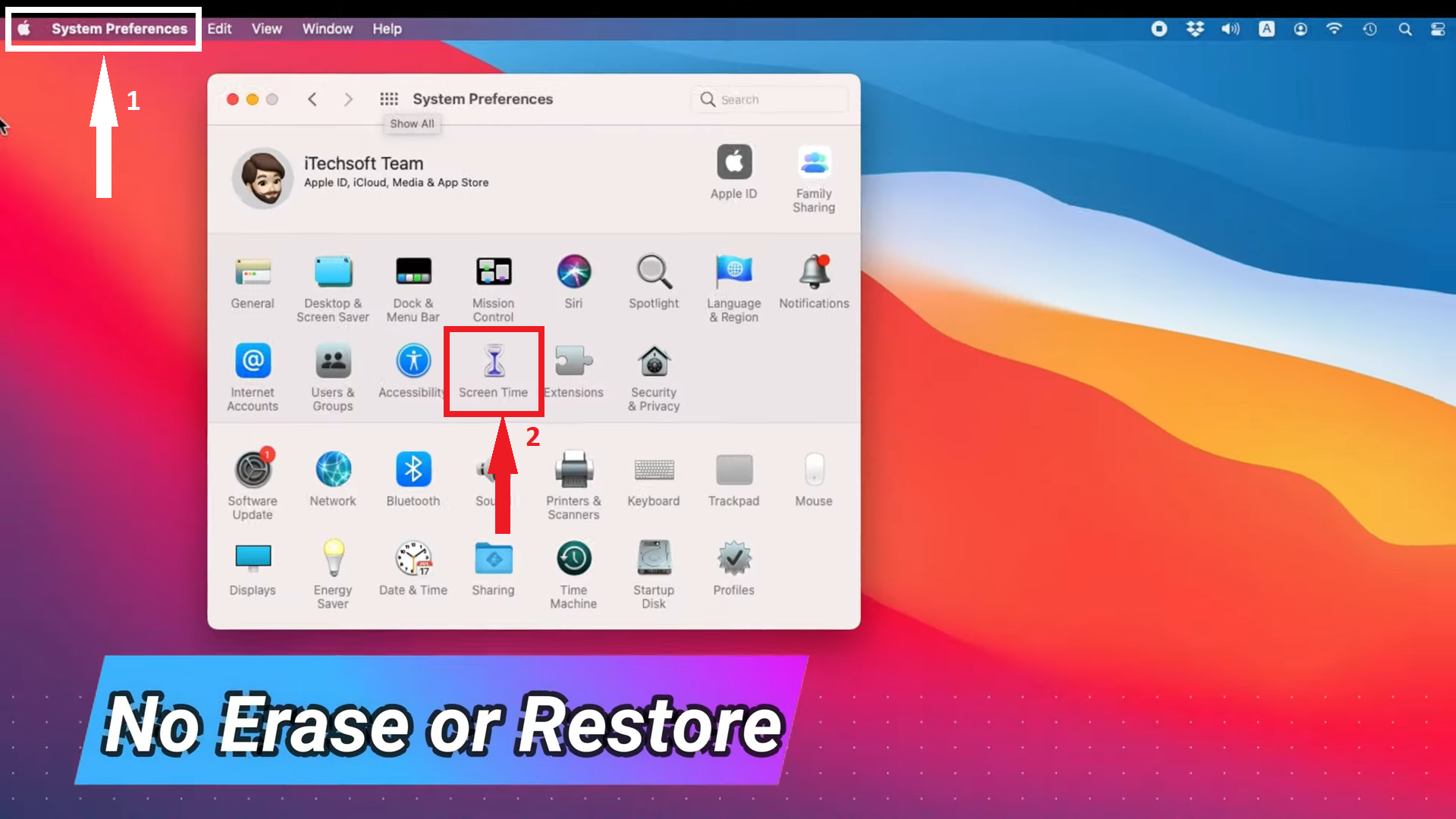 Click on Screen Time