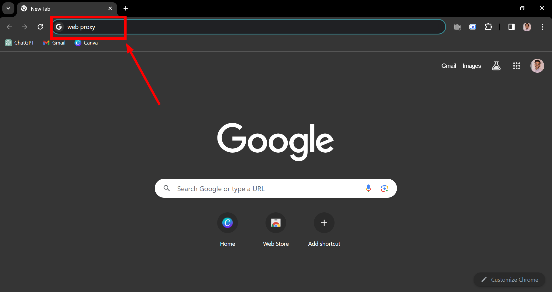 Search for a web proxy